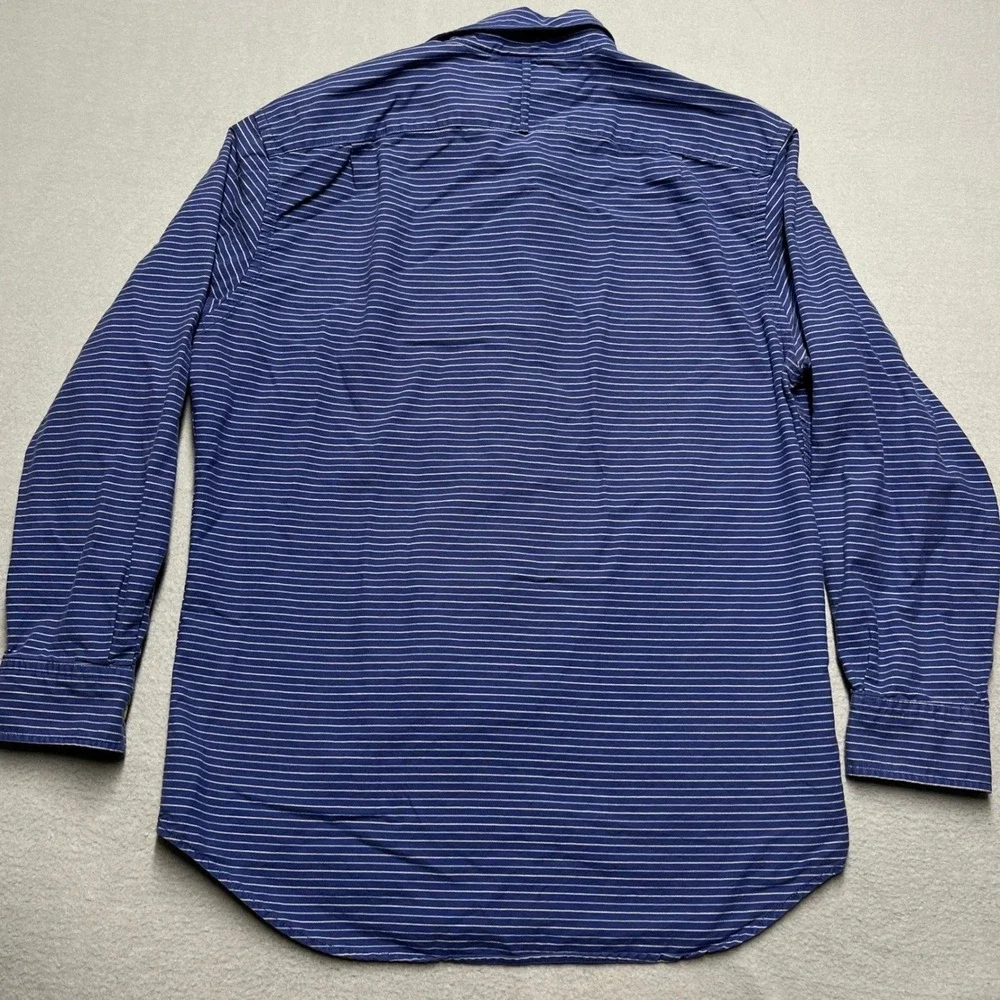 Banana Republic Oxford Slim Fit Mens Blue White Stripe Button Down Shirt‎ M